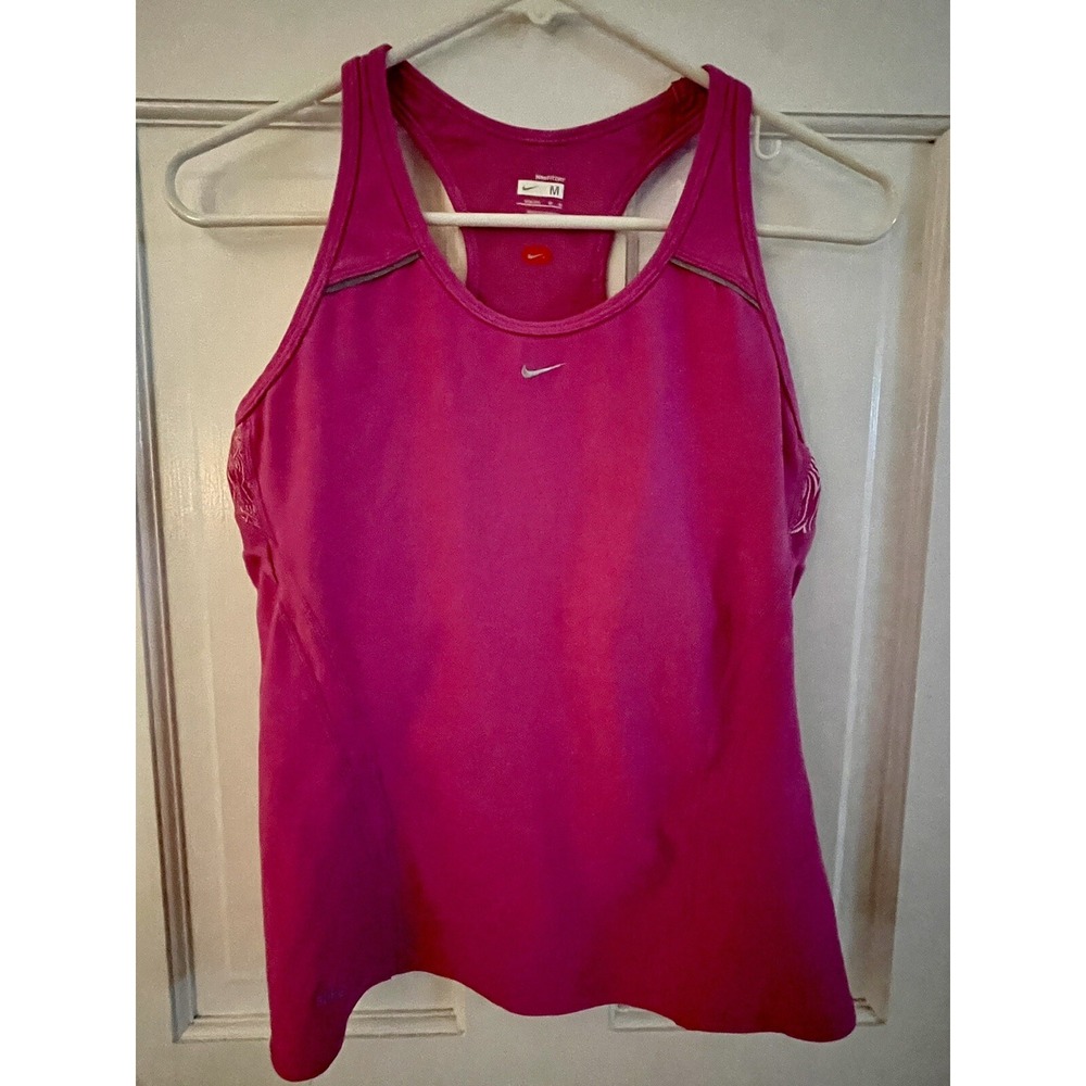💙Size M Nike Run‎ Running Dri-FIT Women's Swoosh Tank Top Pink Gray